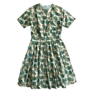 Handmade Vintage 1960s Simplicity Pattern Fit & Flare Floral Retro Cotton Dress